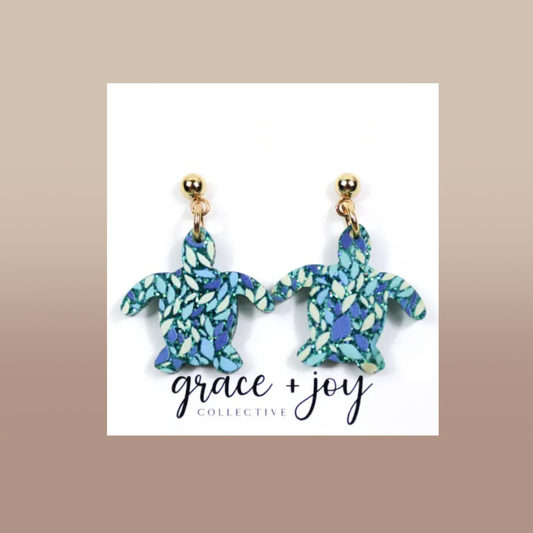 Glitter Turtle Dangle Earrings, Acrylic Earrings