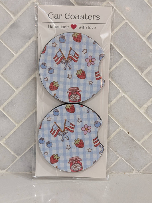 Plaid Patriotic Car Coasters
